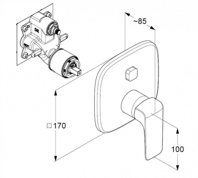 Kludi Ameo Push&Switch bateria wannowo-prysznicowa podtynkowa chrom 416590575