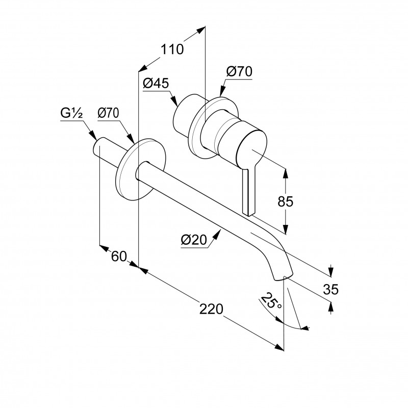 Kludi Nova Fonte Pura bateria umywalkowa podtynkowa 220 mm chrom 202450515
