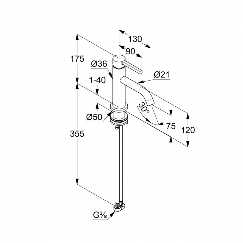Kludi Nova Fonte Pura 75 bateria umywalkowa bez korka chrom 200280515