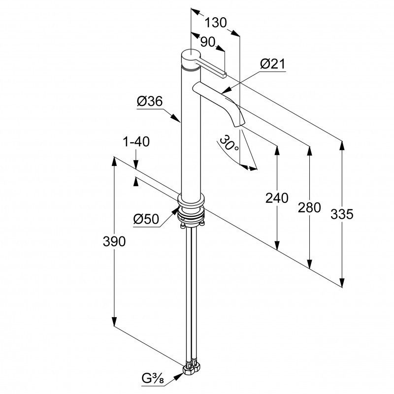Kludi Nova Fonte Pura 240 bateria umywalkowa wysoka czarny mat 202983915