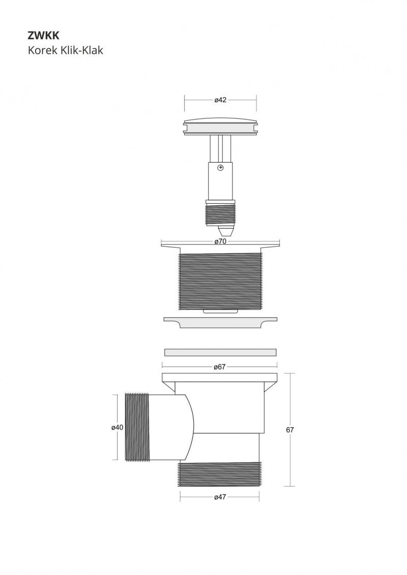 Corsan Zestaw wannowy korek klik klak z maskownicą różowe złoto ZWKKRZ