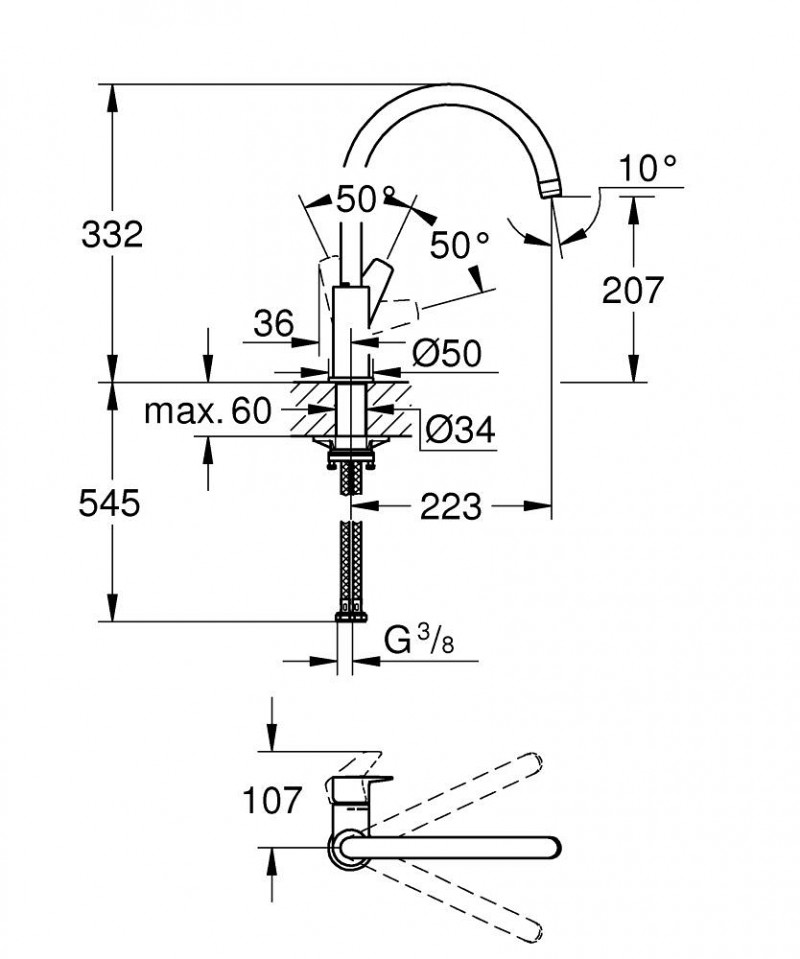 Grohe Bauedge bateria kuchenna zlewozmywakowa chrom 31367001