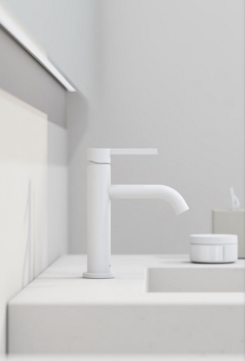 Kludi Nova Fonte Pura 75 bateria umywalkowa z korkiem klik-klak biały mat 202665315