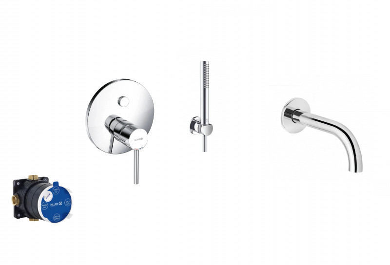 Kludi Bozz Push&Switch kompletny zestaw podtynkowy wannowy z wylewką chrom - BOZZ-WANNA