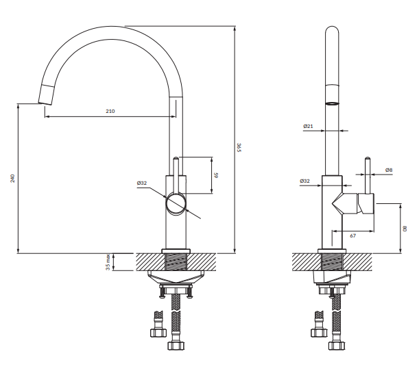 Omnires Y bateria kuchenna zlewozmywakowa mosiądz szczotkowany Y1251BSB