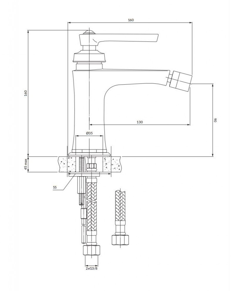 Omnires Armance bateria bidetowa retro mosiądz szczotkowany AM5220BSB