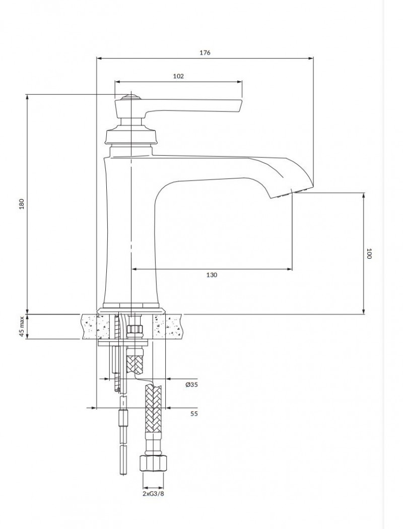 Omnires Armance bateria umywalkowa retro mosiądz szczotkowany AM5210BSB