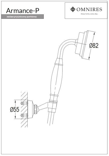 Omnires Armance zestaw natryskowy punktowy retro mosiądz szczotkowany ARMANCE-PBSB