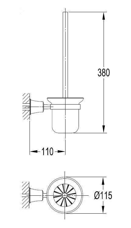 Omnires Art Line szczotka WC wisząca mosiądz szczotkowany AL53620BSB