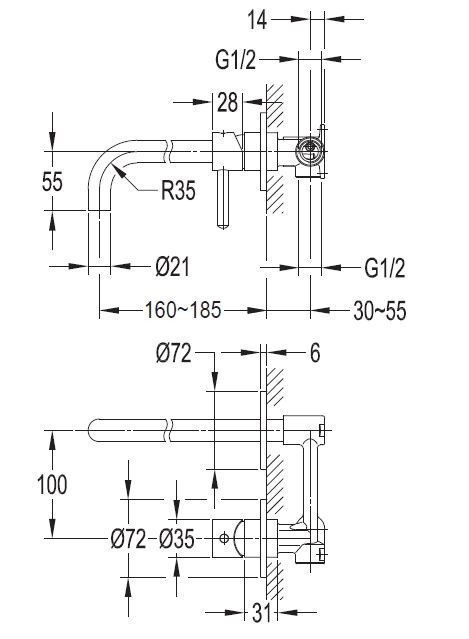 Omnires Y bateria umywalkowa podtynkowa biały mat Y1215HWM
