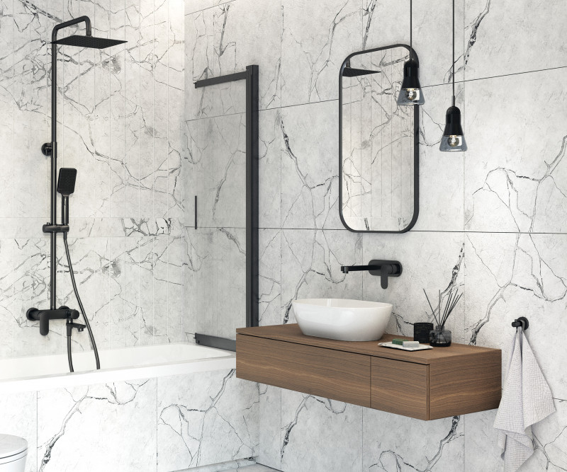 Deante Prizma parawan wannowy przesuwny 100x140 chrom/przeźroczyste Active Cover KTJ073R