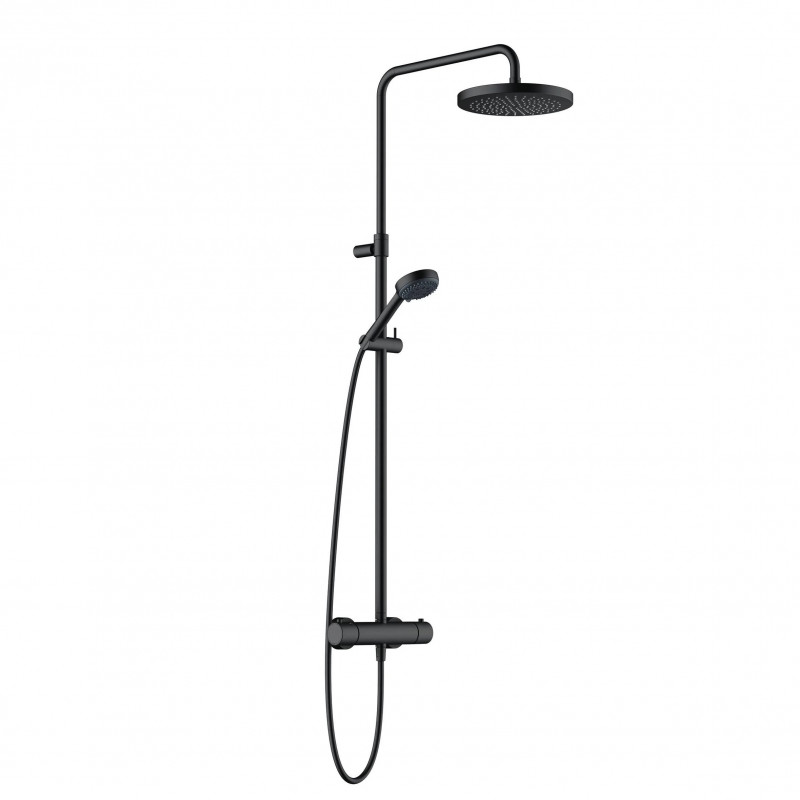 Kludi Logo Dual Shower System zestaw prysznicowy termostatyczny z deszczownicą czarny mat 680823900