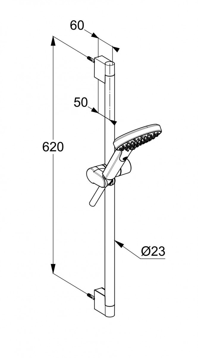 Kludi Dive X zestaw prysznicowy drążek 60 cm słuchawka 1S chrom 696100500