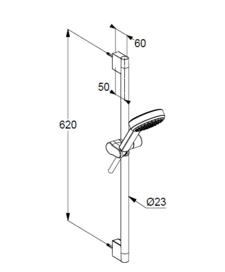 Kludi Dive S zestaw prysznicowy drążek 60 cm słuchawka 1S chrom 686100500