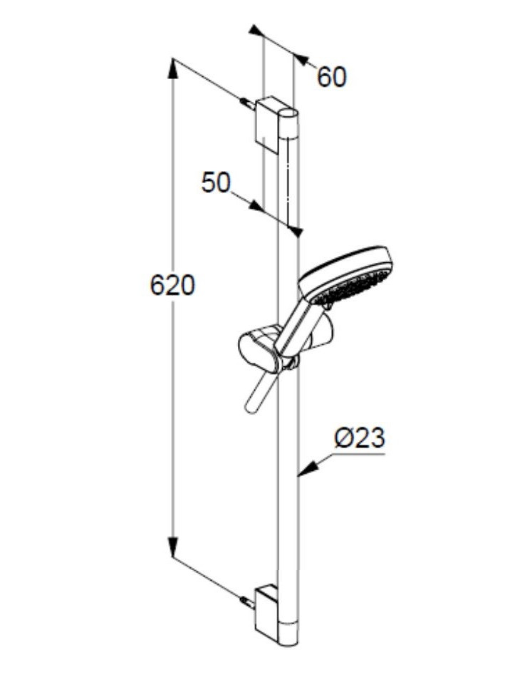 Kludi Dive S zestaw prysznicowy drążek 60 cm słuchawka 3S chrom 686300500