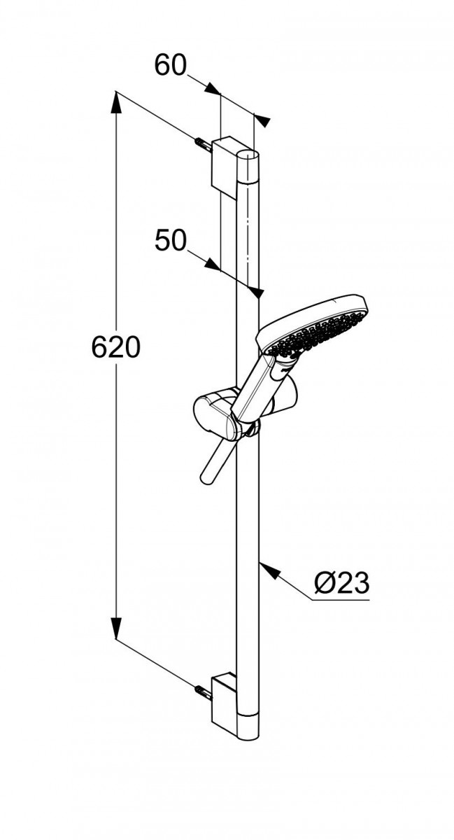 Kludi Dive X zestaw prysznicowy drążek 60 cm słuchawka 3S chrom 696300500
