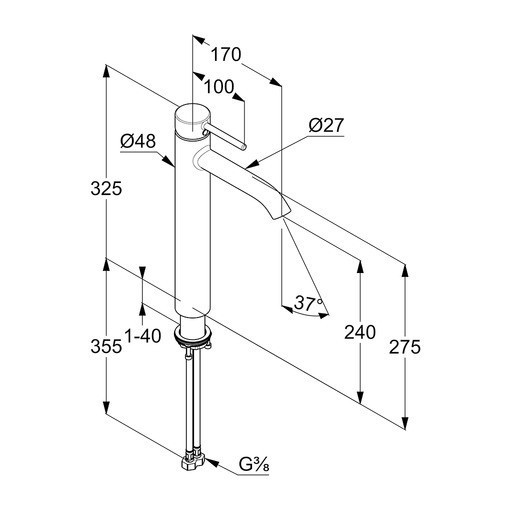 Kludi Bozz jednouchwytowa bateria umywalkowa wysoka bez korka biały matowy 382865376