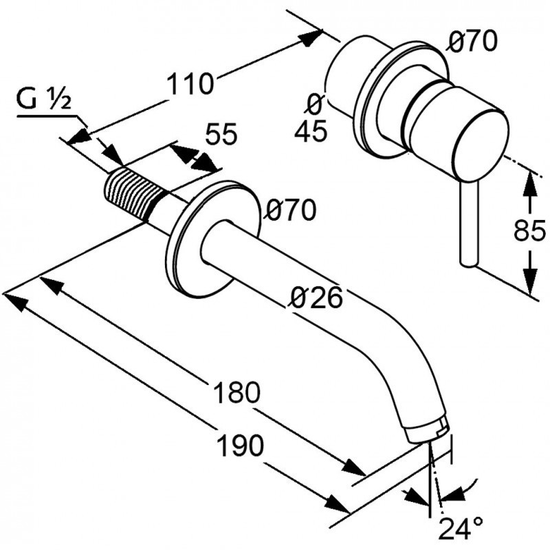 Kludi Bozz jednouchwytowa bateria umywalkowa podtynkowa wylewka 180mm biały matowy 382445376