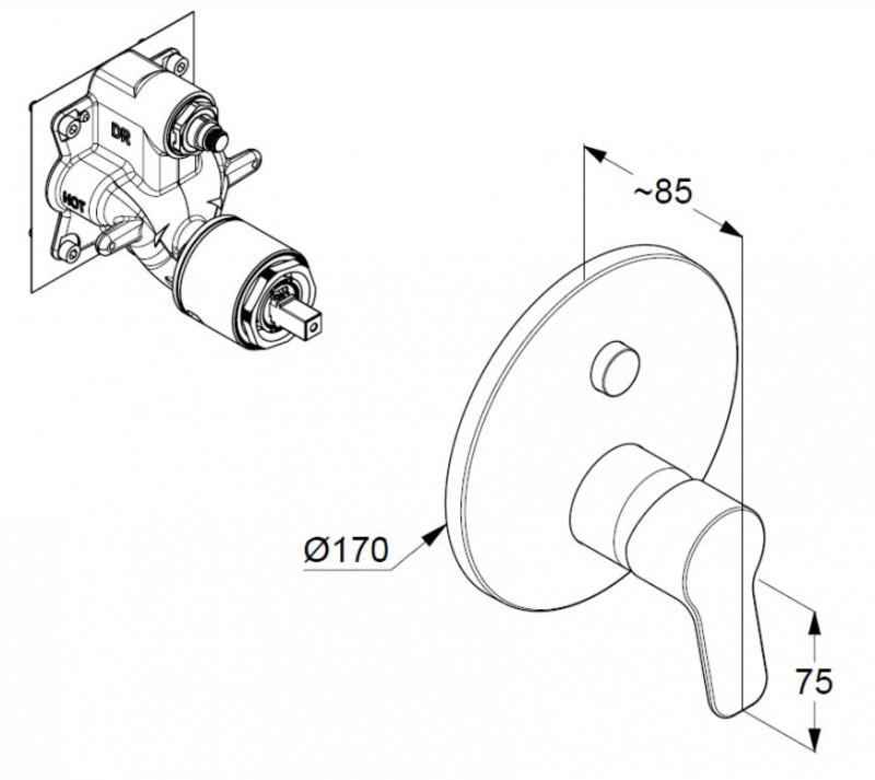 Kludi Pure&Easy Push&Switch bateria wannowo-prysznicowa podtynkowa chrom 376590565