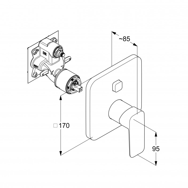 Kludi Pure&Style Push&Switch bateria wannowo-prysznicowa podtynkowa chrom 406590575