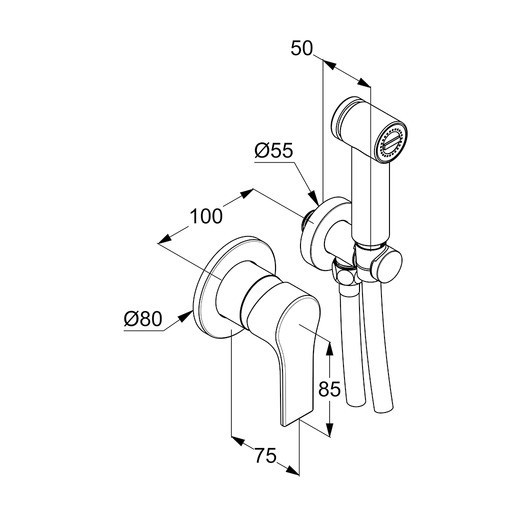 Kludi Zenta SL zestaw podtynkowy do bidetu bidetta czarny mat 489983965