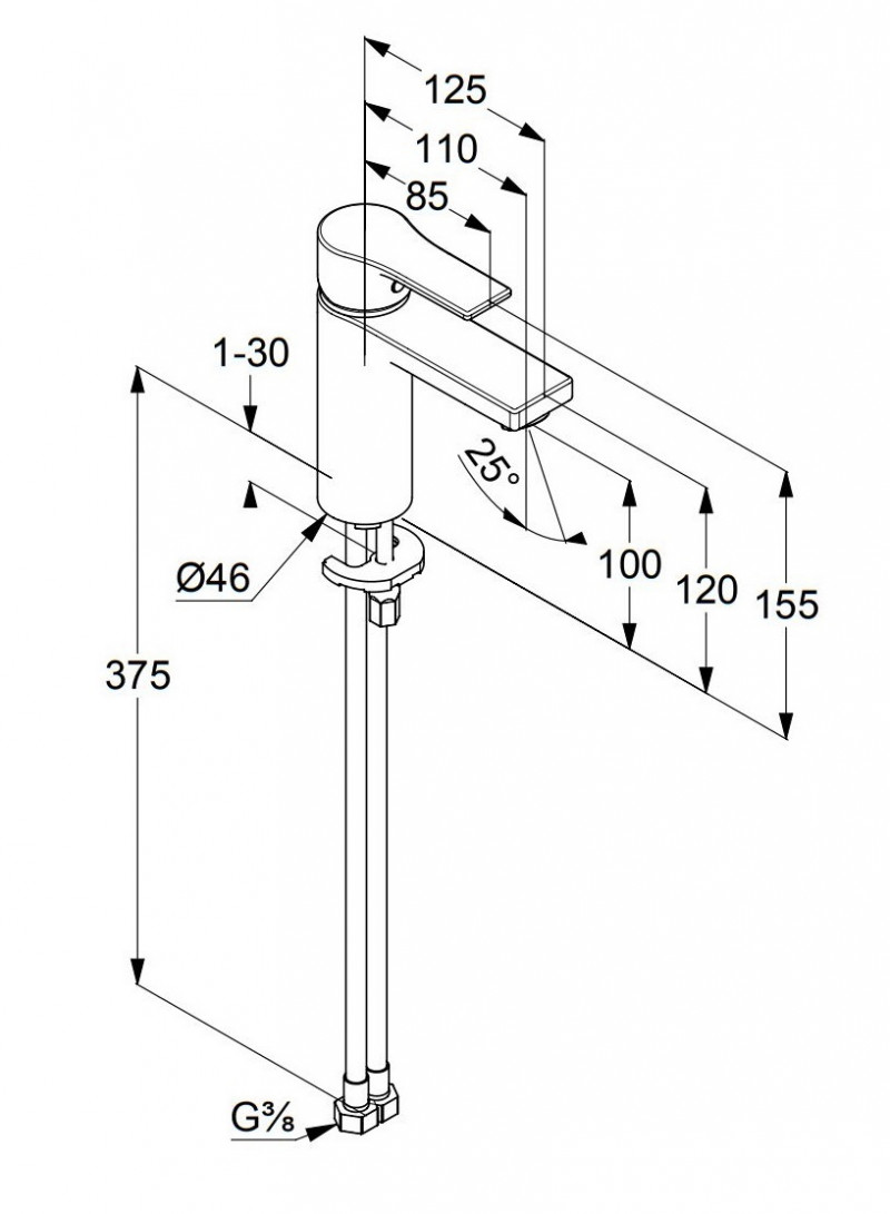 Kludi Zenta SL jednouchwytowa bateria umywalkowa 100 DN 15 bez korka chrom 482920565