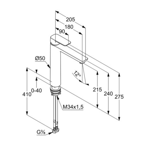 Kludi Pure&Style bateria umywalkowa 215 bez korka czarny mat 402963975
