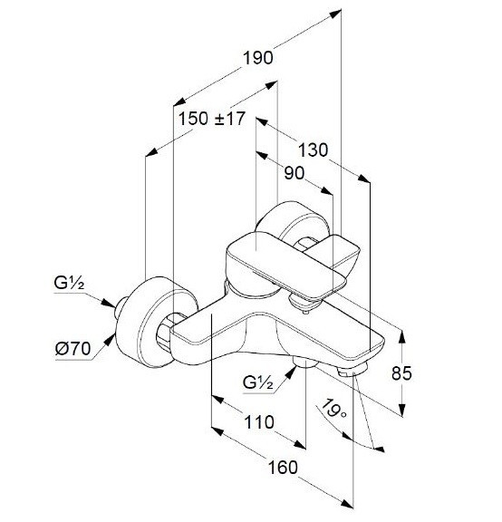 Kludi Pure&Style bateria wannowa ścienna czarny mat 406813975