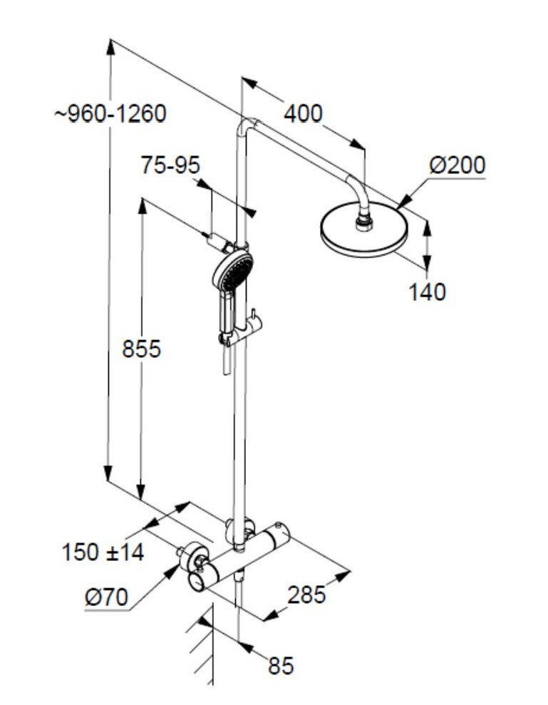 Kludi Dive Dual Shower System zestaw prysznicowy termostatyczny z deszczownicą chrom 680790500