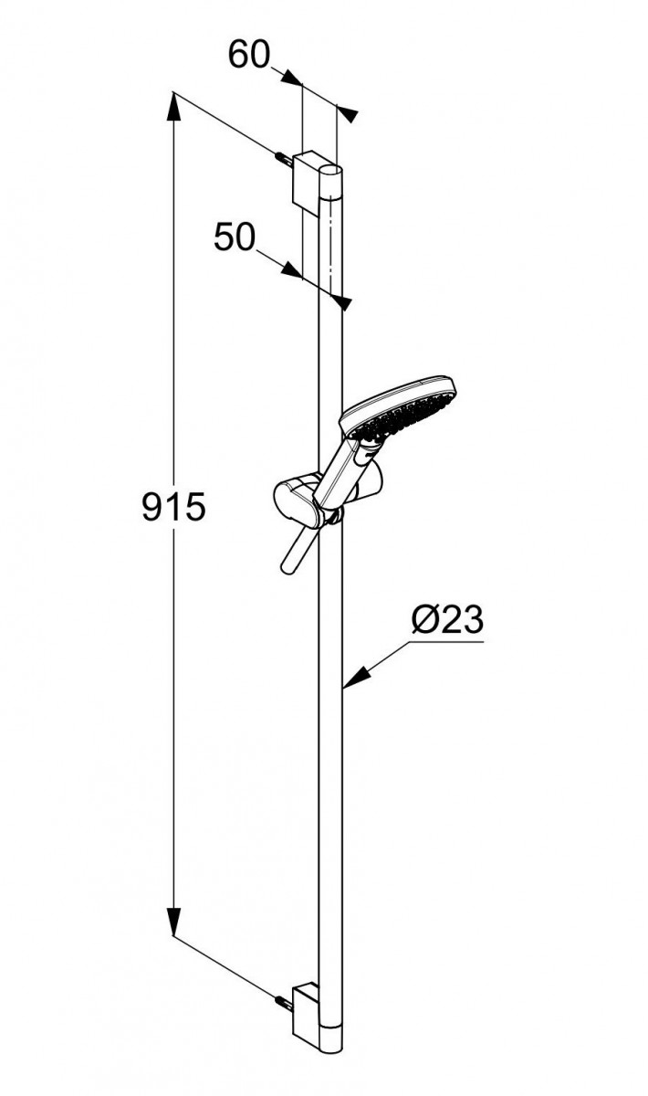 Kludi Dive X zestaw prysznicowy drążek 90 cm słuchawka 3S chrom 699300500
