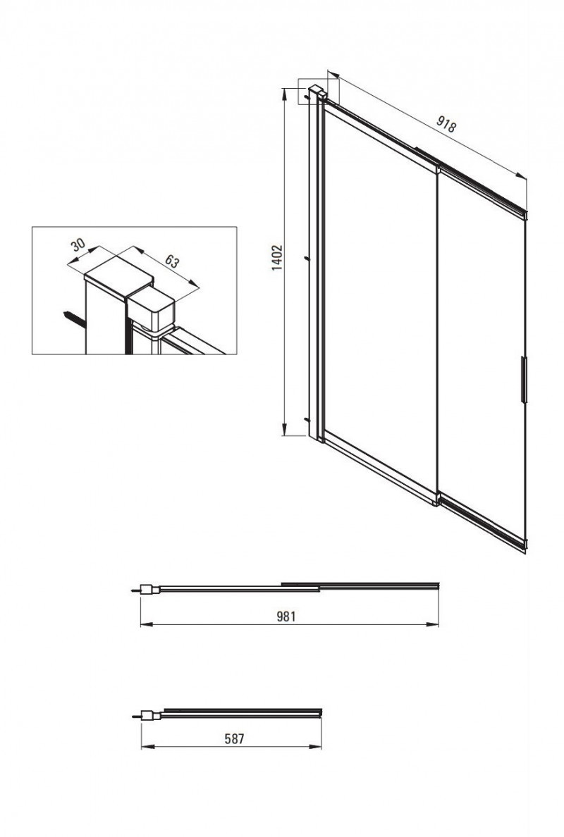 Deante Prizma parawan wannowy przesuwny 100x140 czarny/przeźroczyste Active Cover KTJN73R