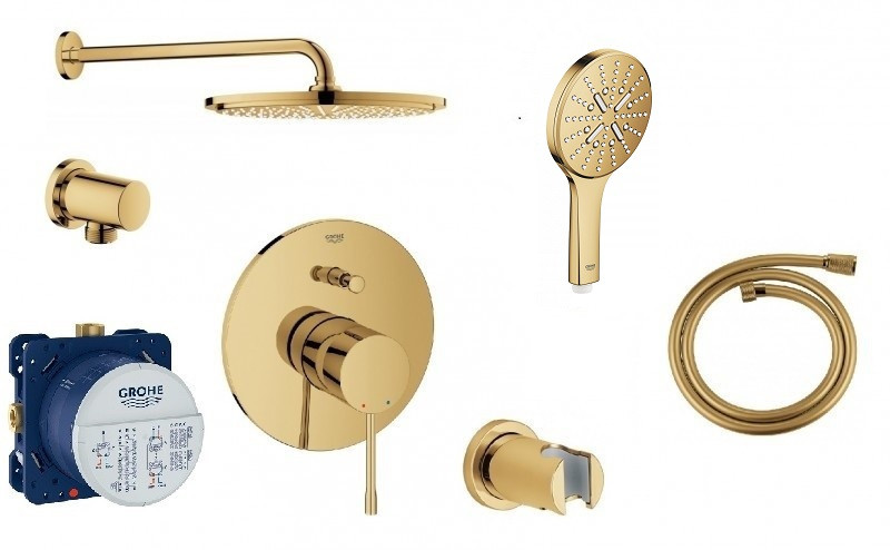 Grohe Essence zestaw podtynkowy z deszczownicą 31x31 kompletny złoty polerowany cool sunrise - OD RĘKI !!!