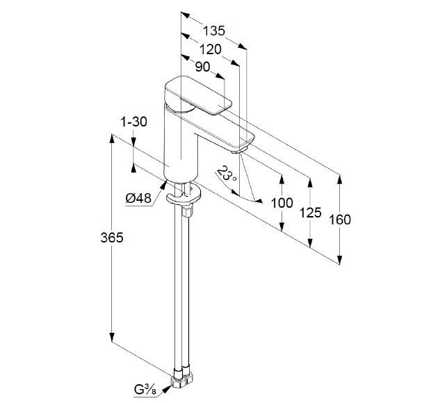 Kludi Pure&Style bateria umywalkowa 100 bez korka czarny mat 402923975