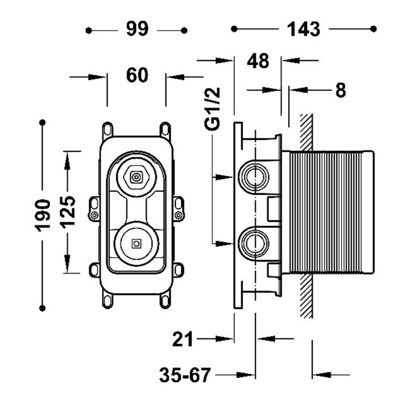Tres RAPID-BOX element podtynkowy korpus baterii 2-drożnej 20828110