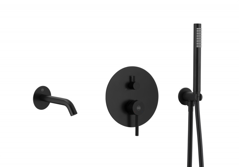 KFA Moza Black zestaw wannowy podtynkowy 3-drożny z wylewką czarny matowy 5039-401-81