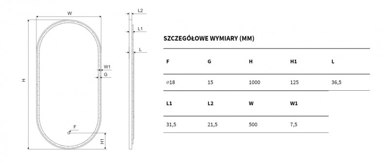 Excellent Corido lustro owalne LED w ramie aluminiowej 100x50 cm czarny mat DOEX.CO100.050.BL
