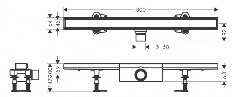 Hansgrohe RainDrain Compact odpływ liniowy 800 ruszt do wyłożenia płytkami stal 56179000