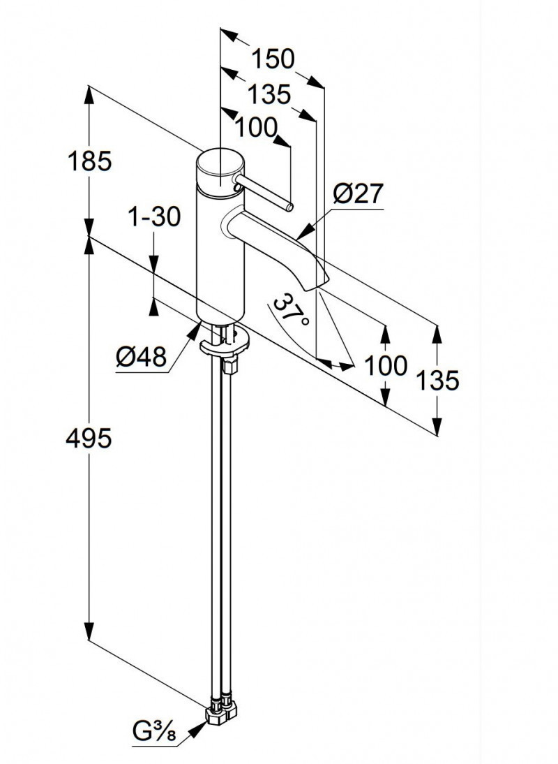 Kludi Bozz 100 jednouchwytowa bateria umywalkowa bez korka złoty szczotkowany 38282N076