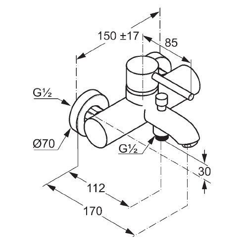 Kludi Bozz jednouchwytowa bateria wannowa ścienna złoty szczotkowany 38691N076