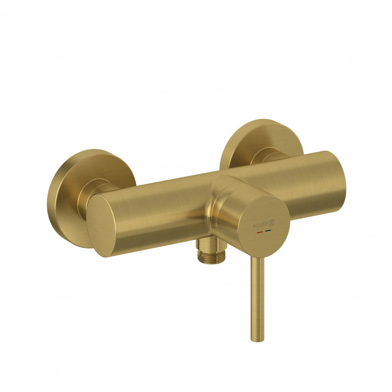 Kludi Bozz jednouchwytowa bateria prysznicowa ścienna złoty szczotkowany 38831N076