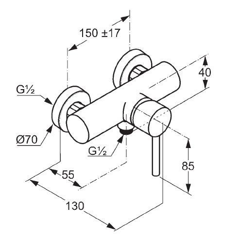 Kludi Bozz jednouchwytowa bateria prysznicowa ścienna złoty szczotkowany 38831N076