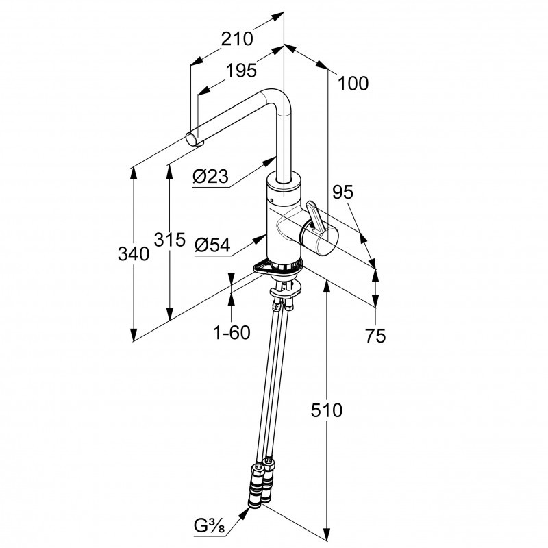 Kludi E-Go L-Line elektroniczna bateria kuchenna zasilanie sieciowe 230V czarny mat 422206675