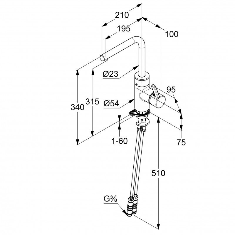 Kludi E-Go L-Line elektroniczna bateria kuchenna zasilanie bateryjne 6V chrom 422300575