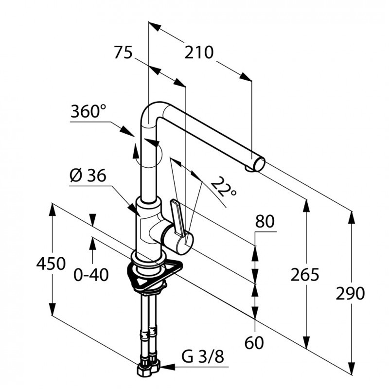 Kludi L-ine S jednouchwytowa bateria kuchenna zlewozmywakowa czarny mat 408033975