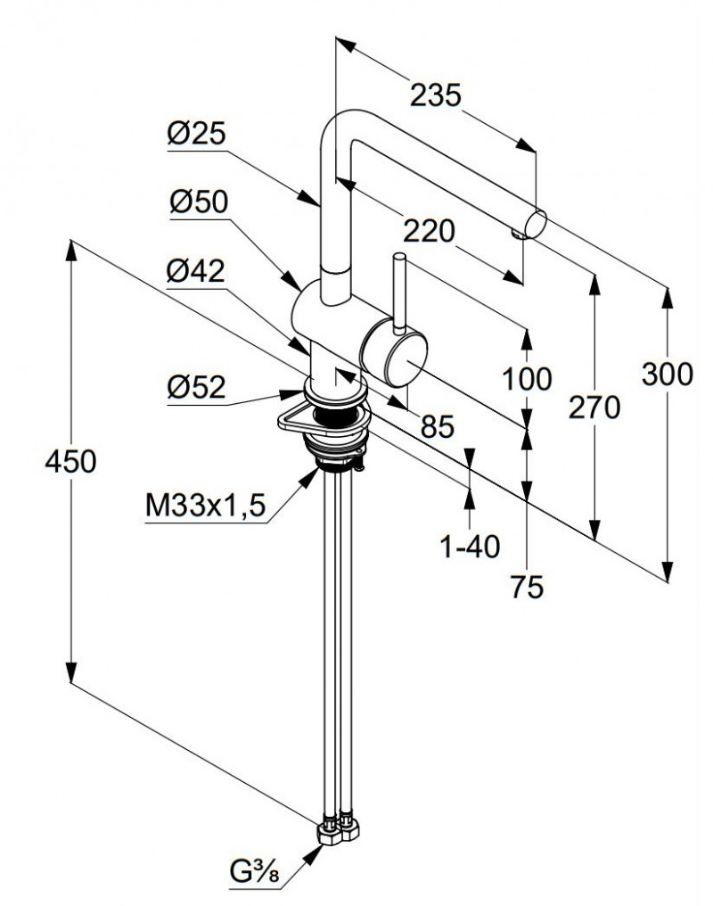 Kludi Steel 100 jednouchwytowa bateria kuchenna zlewozmywakowa stal 38 850 F6 60