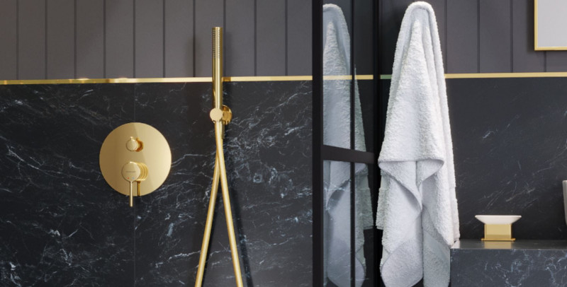 Excellent Riko mydelniczka szklana stojąca złoty połysk DOEX.1613GL