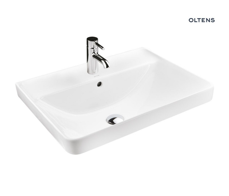 Oltens Kolma umywalka wpuszczana w blat 61x47,5 cm z powłoką SmartClean biała 41708000