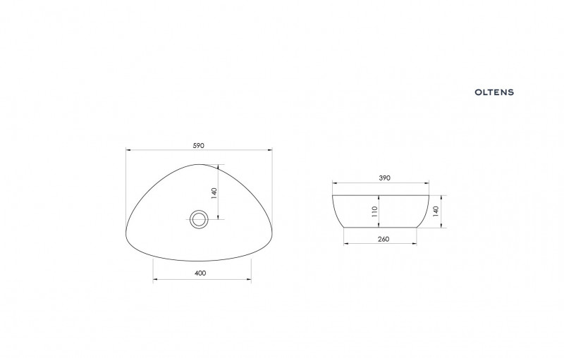 Oltens Vala umywalka nablatowa owalna 59x39 cm z powłoką SmartClean biała 40825000