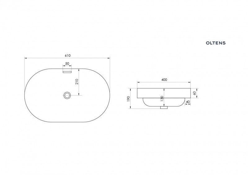 Oltens Tive umywalka wpuszczana w blat owalna 61x40 cm z powłoką SmartClean biała 40823000