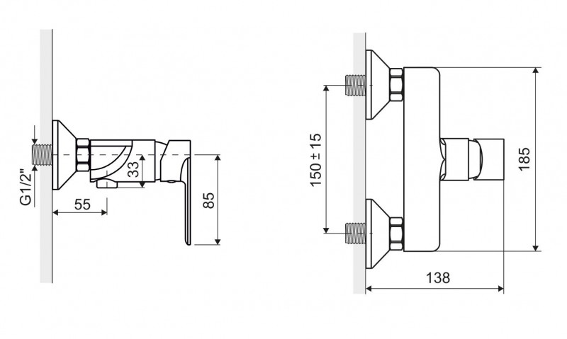 Actima Glad bateria prysznicowa ścienna chrom ARNL.1108CR